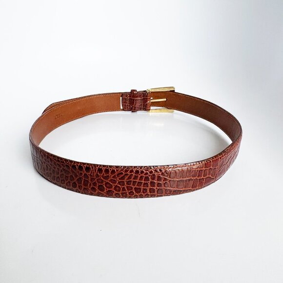 BOSCA for Wilsons Wide Belt Embossed Croc Stamp Leather Size 30 - Picture 4 of 8